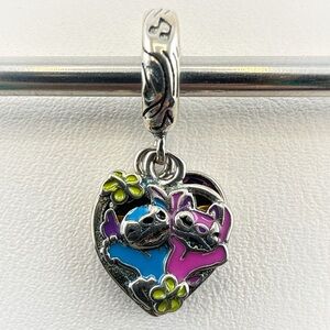 Disney Lilo and Stitch Angel Charm Bead Ohana Blue Pink Silver Tone for Bracelet